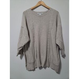 Poppy & Whimsy Women 3XL Oatmeal Beige Mixed Knit Cable Sweater JSW1505P‎